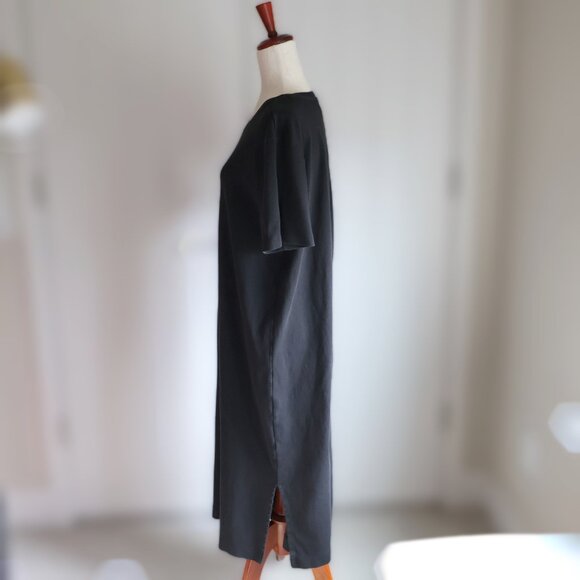 Able Maria Boxy Midi Dress Womens XL Black Cotton Closet Staple Travel - Picture 4 of 7